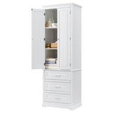 ZNTS Tall Storage Cabinet with Three Drawers for Bathroom/Office, White WF299282AAK