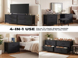 2-Pack  2/4-Drawer Dresser with Metal Frame & Wood Top, Fabric Storage Organizer,Black 08535913