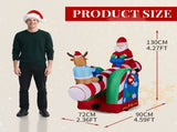 4.7 FT Lighted Christmas Inflatable Decoration, Large Motorized Seesaw with Santa and Reindeer, 16580113