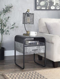 Raziela Concrete Gray & Black Finish End Table with Drawer B2726P244955