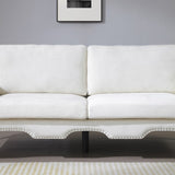 66-Inch Modern Linen Loveseat Sofa with Wooden Legs & Crystal button and Copper Nail, Tufted W1117P268786