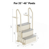 3-Step Pool Ladder, Heavy-Duty Safety Step Pool Stairs with Handrails for Above Ground Pools, White 34340133