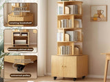 Rotating Bookshelf, 360 Degree Display 5 Tier Corner Bookshelf with Drawer for Small Space, Floor W2641P375499
