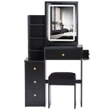 Small Size Left Bedside Cabinet Vanity Table Cushioned Stool, 2 AC2 USB Power Station, Hair dryer W936P202471