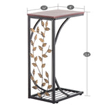 54*30.5*21CM Leaf Pattern Iron Side Table Coffee Table Brown 84392576