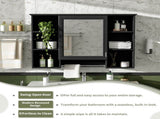 3-in-1 Bathroom Mirror Cabinet, 41-inch Wall Mounted Medicine Cabinet with Adjustable Shelf & Soft N710P358613B