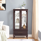 Curio Cabinet Lighted Glass Cabinet Glass Wine Cabinet Curio Display Cabinet with Adjustable Glass W2275P199813