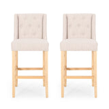 Vienna Contemporary Fabric Tufted Wingback 31 Inch Counter Stools, Set of 2, Beige and Natural 64854.00BGE