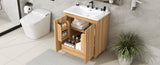 30" Bathroom Vanity with Sink Combo, Multi-functional Bathroom Cabinet with Doors and Drawer, MDF WF319484AAG