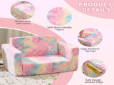 Glow-in-the-Dark Kids Foldable Sofa Bed All-Sponge Single Chaise Lounge Pink Unicorn Flannel 11822891