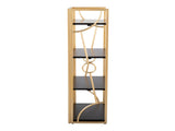 Contemporary Bookcase in Gold Metal and Black Wood B202P223883