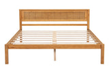 Platform Bed Frame with Headboard, Wood Slat Support, No Box Spring Needed, Full, Oak 00265555