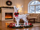 Pre-Lit Christmas Reindeer Decoration with 50 Cold White LED Lights, IP44 Waterproof Metal Frame, 39250855