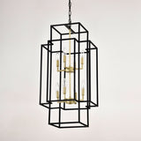 8-Light Metal Lantern Tiered Pendant Hanging Light Fixtures, Industrial Farmhouse Adjustable Height W1592P247755