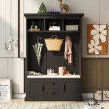 Hall Tree with 3 Hooks , Coat Hanger, Entryway Bench, Storage Bench, 3-in-1 Design, 47.2INCH, for 21206054