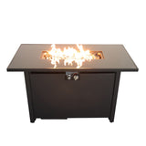 25'' H x 42'' W Steel Outdoor Fire Pit Table with Lid B120P199397