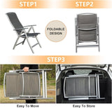 Patio Folding Chairs Set of 2, Aluminium Frame Outdoor Reclining Patio Chairs for Garden Camping W1859P210876