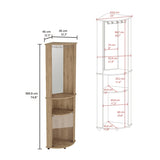 Chicago 75" H Mirrored Corner Bar Cabinet, With Glass Doors, Two Shelves and Stemware B200P239804