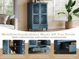 Rustic 55'' Tall Storage Cabinet with Drawer, Decorative 2-Door Carved Wood Accent Cabinet with W1445P376552