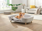 Elevated Dog Bed Frame for Small Dog, Corduroy Pet Couch Bed with Rubber Wood Legs and Supportive N779P179967A
