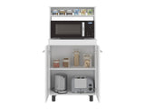 Enderlin Microwave Stand with 3 Shelves, 2 Doors, 4 legs and Cabinet, White B097P474297