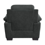 Plush Seating Chair 1pc Dark Gray Textured Fabric Channel Tufting Solid Wood Frame Modern Living B011122282