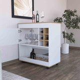 Texas Bar Cart, One Cabinet, Six Bottle Cubbies, One Lower Panel, Four Casters B128P322513