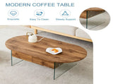 Coffee table with double drawers. The board surface is MDF sticker, and both sides are transparent W1151P191785