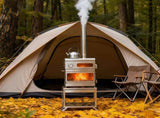 Wood Burning Stove with Oven and Rack - Camping Stove with Chimney Pipe, Stainless Steel Hot 05140052