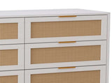 43.31"6-Drawers Rattan Storage Cabinet Rattan Drawer,for Bedroom,Living Room,White W757P234587