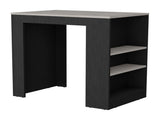 Kitchen Island, Kitchen Bar Table 36" H, with 3-Side Shelves, White, Wengue/ Ibiza Marble Color B097133052