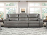 Gray Leather Reclining Sofa Luxury Comfort Upholstered Modern Living Room Furniture 1pc 3-Seater B011P609076