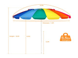 8 Ft Beach Umbrella With UV Protection 16-Ribbed Windproof Frame 72593657