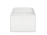 Nysa Ivory Synthetic Leather , Mirrored & Faux Crystals Vanity Stool B2726P448753