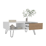 Tori 39" Wide Coffee Table with One Drawer, One Shelf, Rectangular, Living Room White - NAtural Oak B070P254785