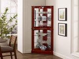 Corner Curio Dispaly Cabinet with Lights, Adjustable Tempered Glass Shelves, Mirrored W1693P171669