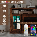 58" TV Stand with RGB Fireplace Rustic Brown- Smart App Remote Control, 4777 BTU Heater 89848324
