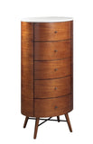 Walnut Finish 1pc Chest of Five Drawers Marble Top Ball Bearing Glides Bedroom Furniture B01146546