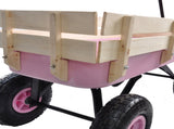 Outdoor Wagon All Terrain Pulling w/Wood Railing Air Tires Garden Cart W22740234