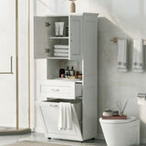 Tall Bathroom Cabinet with Laundry Basket, Large Space Tilt-Out Laundry Hamper and Upper WF323481AAK