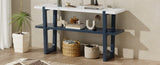 TREXM Retro Elegant Console Table with Marble-Effect Top and Versatile Storage Solutions for N715P196906M