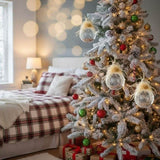 4 PCS Set 4.7" Glass Christmas Ball Ornaments Holiday Hanging Tree Decorations for Party Tree Decor 07042069