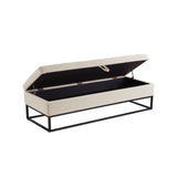58.6" Bed Bench Metal Base with Storage Beige Velvet W1097119558