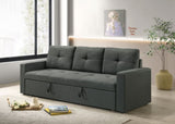Burleigh 83.5"W Dark Gray Fabric Sleeper Sofa with Tufted Cushions B061P253492