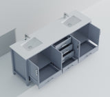 Dark Grey Double Bath Vanity 84 in. W x 22 in. D, Cultured Marble Top, and Faucet Set B2731P259155