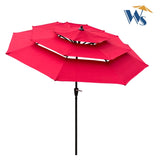 9Ft 3-Tiers Outdoor Patio Umbrella with Crank and tilt and Wind Vents for Garden Deck Backyard Pool W65627937