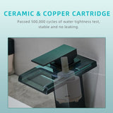 Bathroom Sink Faucet LED Light 3 Colors Changing Waterfall Glass Spout Hot Cold Water Mixer Single W1932P147712