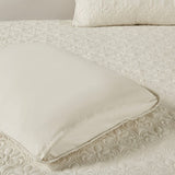 3 Piece Split Corner Pleated Quilted Bedspread Cream King B03597562