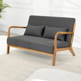Leisure Chair with Solid Wood Armrest and Feet, Mid-Century Modern Sofa,2 seat 64077015