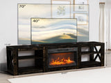 70 inch black gold oak double-sided cross fireplace cabinet 177.8 * 34.5 * 60cm 23 inch fireplace 86824001